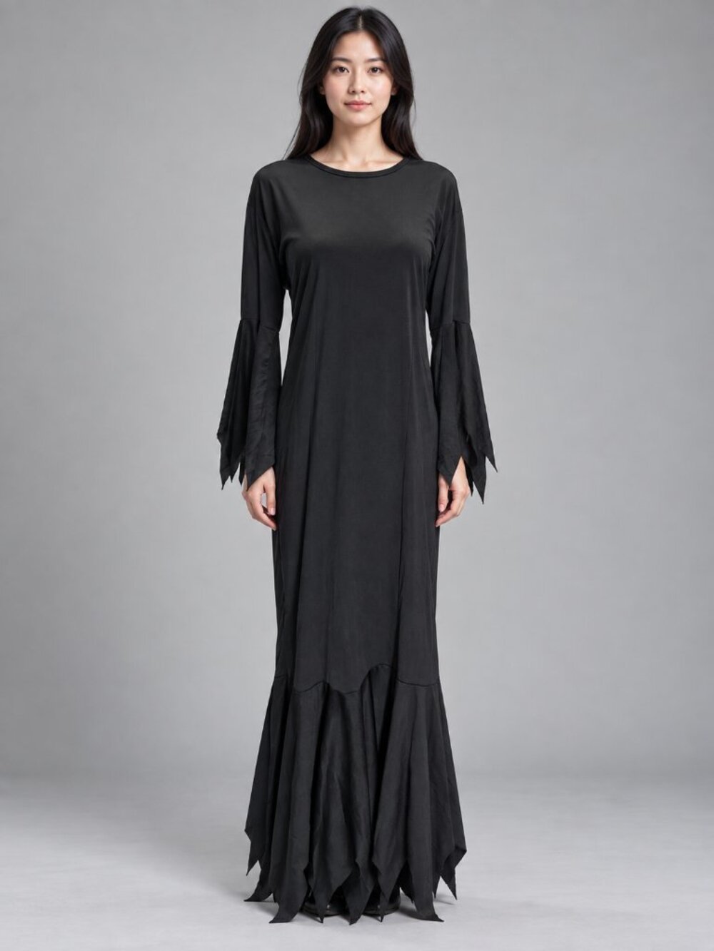 Unbranded Black Witch Costume Dress Long Jagged Sleeves Gothic Halloween OS
